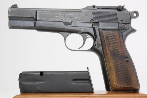 Belgian FN Hi Power with holster stock - left side with magazine
