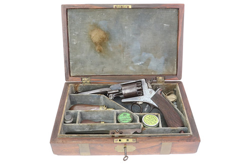 Cased Beaumont Adams Patent DA Percussion Revolver - photo 1 of 28