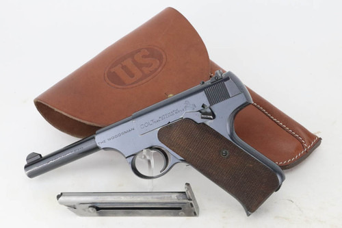 1936 Colt Woodsman Sport first series pistol rig - with holster and magazine