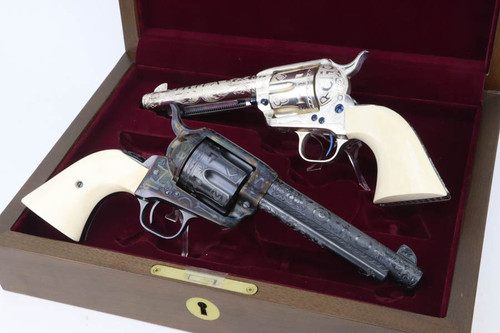 SOLD - Gorgeous Pair of Engraved, Cattle Brand Colt Single Action Army Revolvers - Turnbull