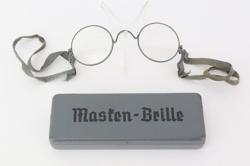 Cased, Original WWII German Gas Mask Eye Glasses - photo 1 of 5