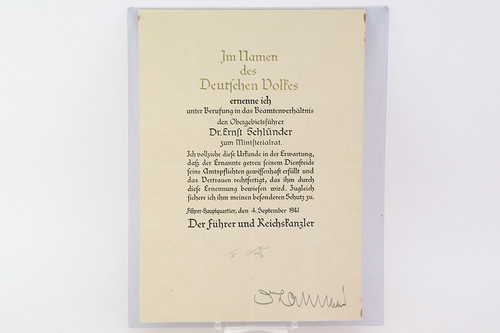 Adolf Hitler Signed Ministerial Appointment Document - photo 1 of 5