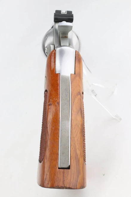 Stainless Smith & Wesson Model 66-2 .357 Magnum revolver - rear view of grip