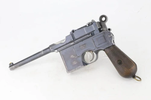 Retail marked Mauser C96 Broomhandle rig - left side