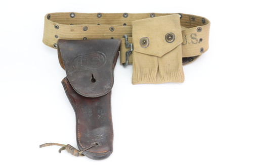 WWI Era US Belt with 1911 Holster and 1918 Ammo Pouch - photo 1 of 11