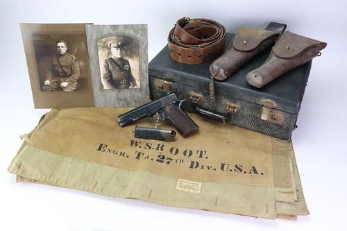 WWI Colt 1911 grouping of Captain William Root - grouping with holster and documents