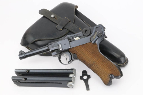 Minty 1942 Mauser Banner Police Eagle/L Luger Rig - Two Matching Magazines - photo 1 of 22