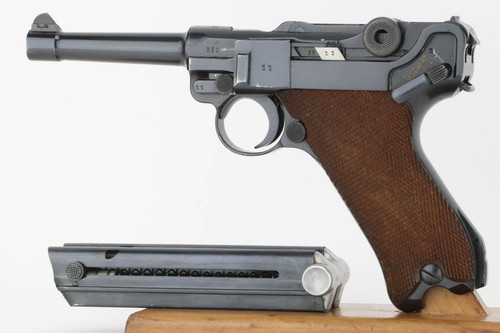 Gorgeous 1939 Police Eagle/L Mauser Banner Luger Rig - Two Matching Magazines w/ WW2 Mailing Cert