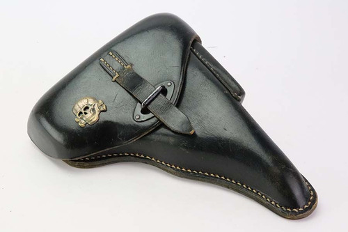 SOLD - 1944 Hardshell P38 Holster with SS/Panzer Embellishment
