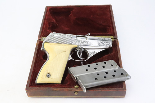 Silver, Engraved Mauser HSC w/ Ivory Grips - Low Grip Screw