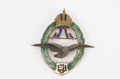 WWI Enameled Austro-Hungarian Pilot's Badge - photo 1 of 2