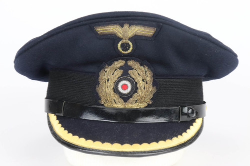 Denazified Kriegsmarine Junior Officer's Cap with Provenance