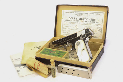 Boxed 1926 Factory -Nickeled Colt Model 1903 Pocket Hammerless - .32 ACP - photo 1 of 35