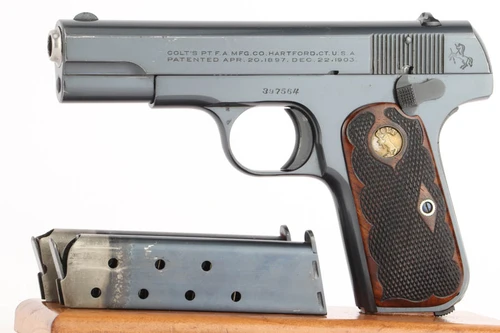 1921 Colt Model 1903 Pocket Hammerless .32 ACP pistol with box - left side with magazine