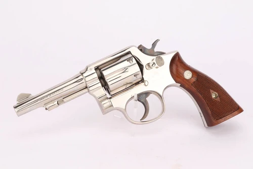 Nickel Smith & Wesson Military & Police revolver with box - left side