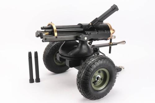 Tippmann mini Gatling gun in 9mm Luger with Glock magazines - left side on carriage with magazines