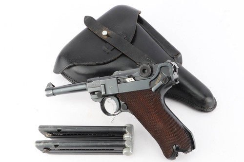 Excellent 1939 Police Eagle/L Mauser Banner Luger Rig - Two Matching Magazines & Holster - photo 1 of 20