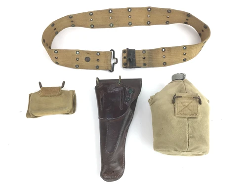 WWI Web Gear Assembly - M1916 Holster Canteen & 1st Aid Kit - photo 2 of 19