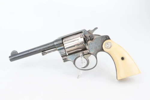 Silver engraved Colt Police Positive .38 revolver, Oscar G. Olander - left side