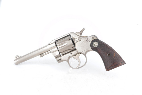 Detroit Police nickel Colt Official Police .38 revolver - left side