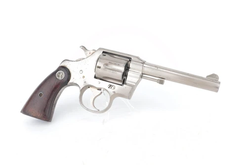Detroit Police nickel Colt Official Police .38 revolver - right side