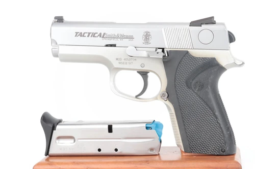 Smith & Wesson 4053TSW Tactical .40 S&W pistol with case - left side with magazines
