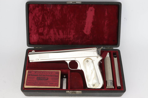 Nickel Colt Model 1900 automatic with sight safety in case - in fitted case
