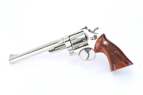 Nickel Smith & Wesson 29-2 8 3/8 inch .44 Magnum revolver in case - right side