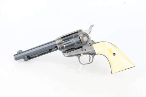 First generation Colt Single Action Army revolver with ivory grips and box - left side