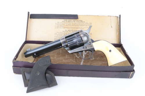 First generation Colt Single Action Army revolver with ivory grips and box - with original box