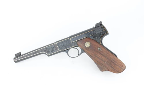 Custom engraved Colt Match Target Woodsman with box and factory letter - left side