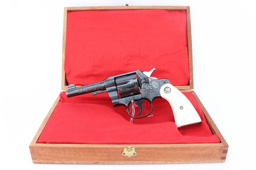 Factory engraved Colt Army Special revolver with steer head grips - in presentation case