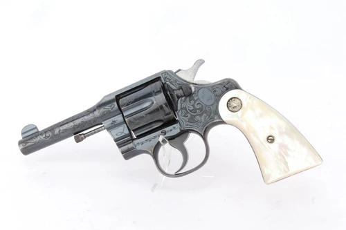 Factory engraved Colt Army Special revolver with steer head grips - left side