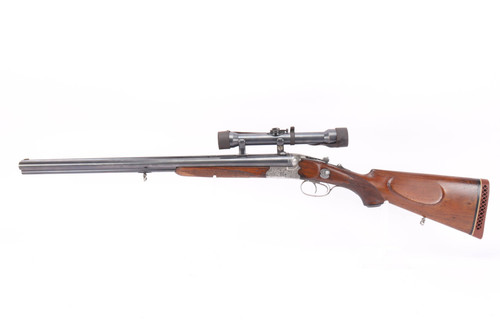 1938 Krieghoff drilling with Zeiss scope in 16 gauge / 8x57 JRS - left side full view