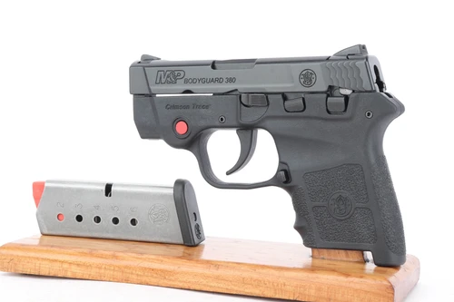 Smith & Wesson M&P Bodyguard 380 with Crimson Trace laser - left side with magazine