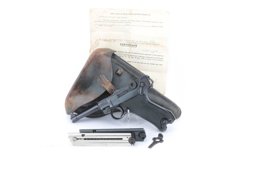 Excellent BYF 41 "Black Widow" Nazi Mauser Luger Rig - w/ Capture Docs