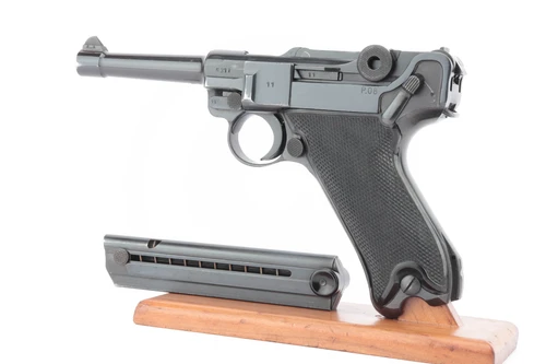 BYF 41 Black Widow Mauser Luger rig with capture papers - left side with magazine