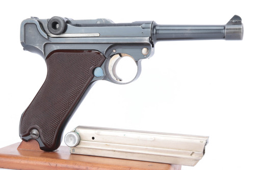 Inscribed Krieghoff Luger With Matching Magazine - In Book