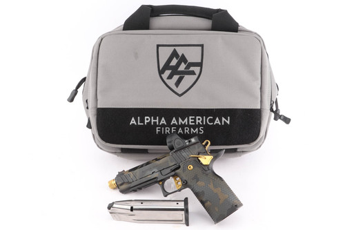 Mint, Cased Alpha American AAF4 Camo - Threaded Barrel w/ Trijicon SRO