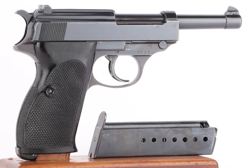Commercial Walther Mod HP .30 Luger / 7.65mm pistol - right side with magazine