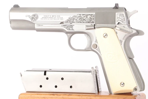 Colt Series 70 Government Model Glahn Talo Edition pistol - left side with magazines