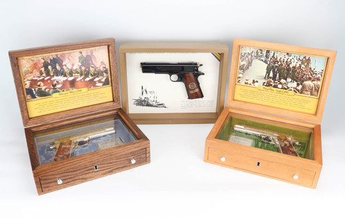 Mint Set of 3 Serial Number-Matching WWI & WWII Commemorative 1911s