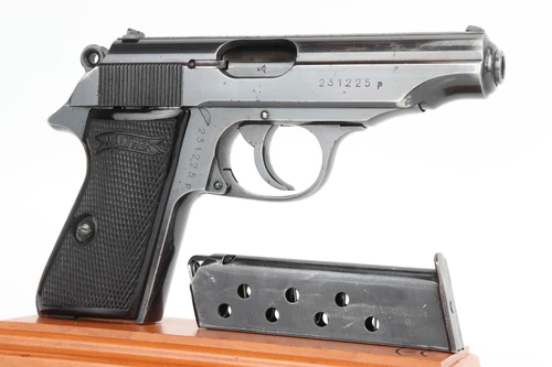 1941 Luftwaffe Contract Walther PP 7.65mm pistol - right side view with magazine and serial number