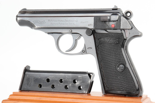 1941 Luftwaffe Contract Walther PP 7.65mm pistol - left side view with wartime magazine