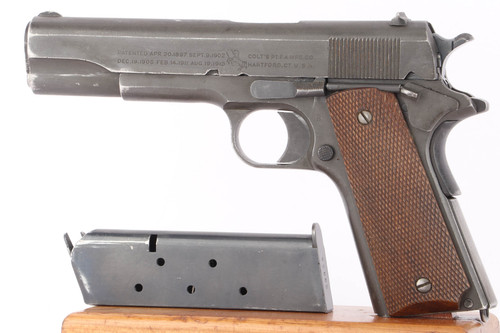 1918 Colt Model 1911 U.S. Army .45 ACP arsenal rework - left side view with magazine