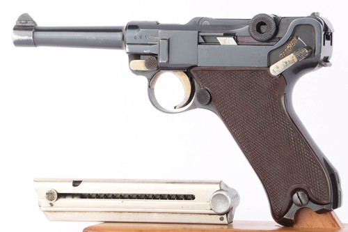 1936 Krieghoff Luger P.08 9mm - left side view with near-matching magazine