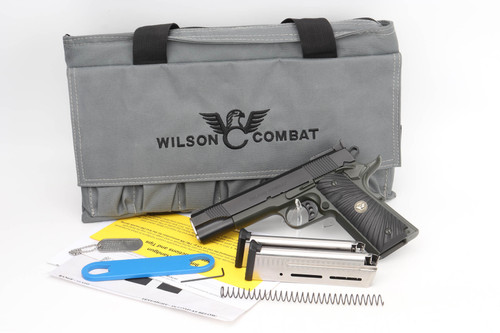 2016 Wilson Combat Classic 9mm 1911 pistol - shown with padded case, magazine and factory accessories