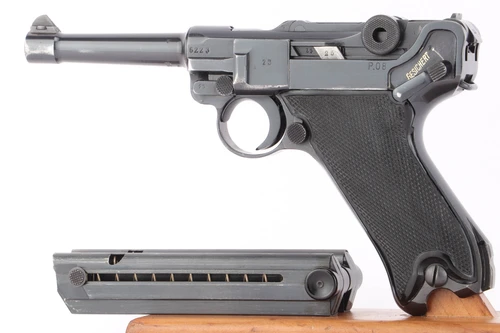 1941 BYF 41 Black Widow Mauser Luger 9mm - left side view with black widow grips