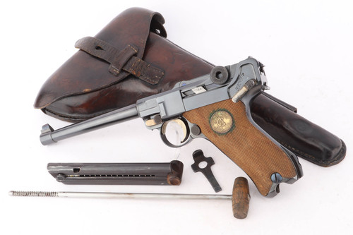 DWM 1920 Long Barrel Luger, Pacific Arms - shown as a rig with holster, rod, tool and magazine