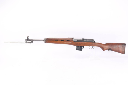 Egyptian Maadi Rasheed 7.62x39 rifle - left side view with folding bayonet extended